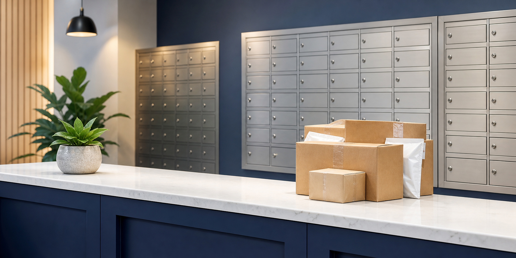 PO Box service with organized mail and packages